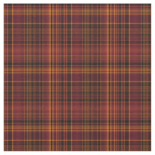 金ゴールドと赤い格子縞の布紅葉パターン ファブリック (クローズアップ)