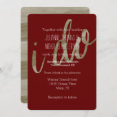 金ゴールドと赤い水の色は私が行結婚う 招待状 (正面/裏面)