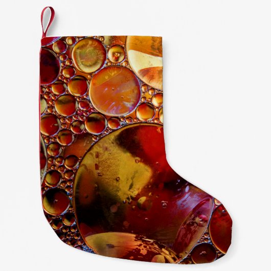 金ゴールドと赤い点 スモールクリスマスストッキング (正面)