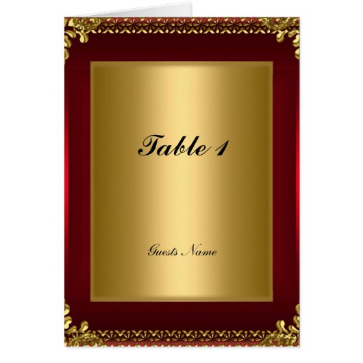 金ゴールドと赤い表配置カードとメニュー (正面)