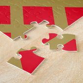 金ゴールドと赤の格子 ジグソーパズル (側面)