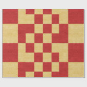 金ゴールドと赤の正方形 ラッピングペーパー (フラット)