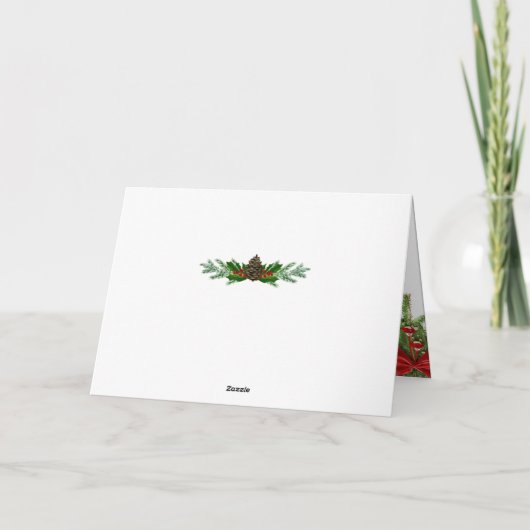 金ゴールドと赤の結婚クリスマスの写真 サンキューカード (裏面)