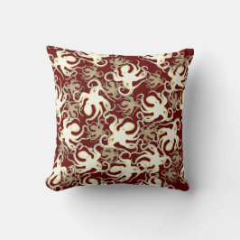 金ゴールドと赤の繰り返しモチーフ |タコ模様 クッション