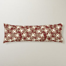 金ゴールドと赤の繰り返しモチーフ |タコ模様 ボディピロー