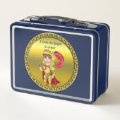 金ゴールドと赤の騎士の武具と兜 メタルランチボックス (裏面)