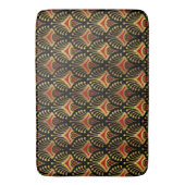 金ゴールドと赤アールデコパターン バスマット (正面縦)