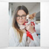 金ゴールドと赤フェスティバルのクリスマスフォト 三つ折りクリスマスカード (内部中)