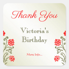 金ゴールドと赤フローラエッチングありエレガントと スクエアシール