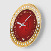 金ゴールドと赤ホワイトダイアモンズモノグラム ラージ壁時計 (傾斜)