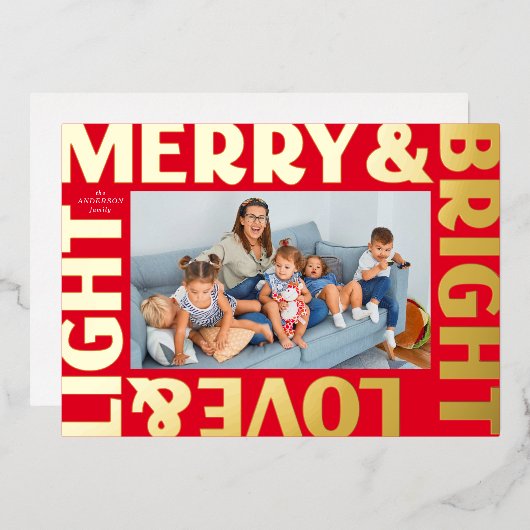 金ゴールドと赤メリーと明るい愛と光 箔シーズンカード (正面/裏面)