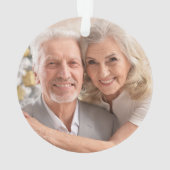 金ゴールドと赤メリークリスマスの写真 オーナメント (裏面)