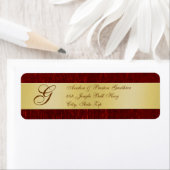 金ゴールドと赤モノグラムの新年ラベル ラベル (インサイチュ)