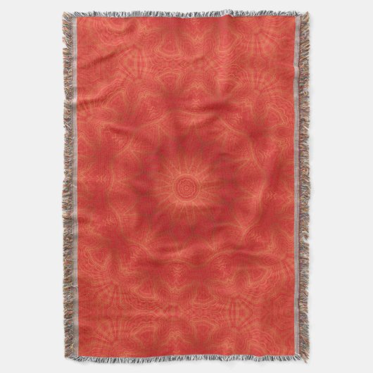 金ゴールドと赤万華鏡のように千変万化するパターン スローブランケット (正面縦)