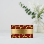 金ゴールドと赤抽象芸術キリンのパターン 名刺 (スタンド正面)