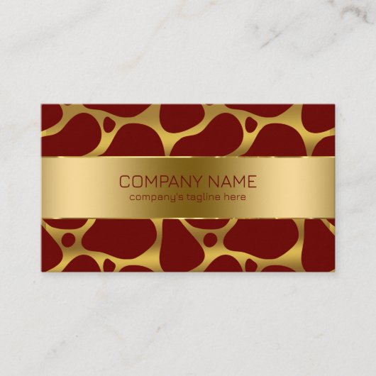 金ゴールドと赤抽象芸術キリンのパターン 名刺 (正面)