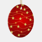 金ゴールドと赤星クリスマス セラミックオーナメント (右)