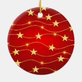 金ゴールドと赤星クリスマス セラミックオーナメント (裏面)