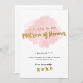 金ゴールドと赤面は私の名誉の母になるの? 招待状 (正面/裏面)