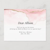 金ゴールドと赤面エージェントが私のメイド・オブ・オーナー(花嫁付き添い人)になる インビテーションポストカード (裏面)