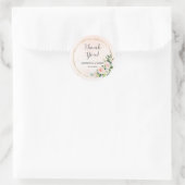 金ゴールドと赤面ピンクフローラ水彩色ありがとう ラウンドシール (バッグ)