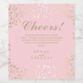 金ゴールドと赤面ピンクベビーの息エレガント ワインラベル (シングルラベル)