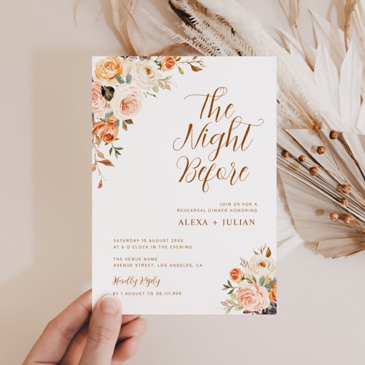 金ゴールドと赤面フローラリハーサルの夕食の招待 招待状