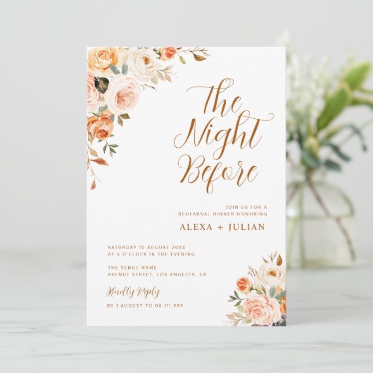 金ゴールドと赤面フローラリハーサルの夕食の招待 招待状 (スタンド正面)