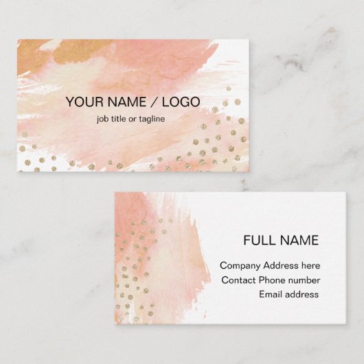 金ゴールドと赤面Watercolor名刺 名刺 (正面/裏面)