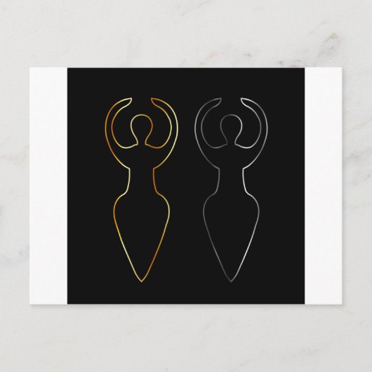 金ゴールドと銀のウィッカ信者女神のシンボル ポストカード (正面)