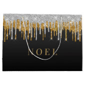 金ゴールドと銀のグリッター乾燥 ラージペーパーバッグ (裏面)