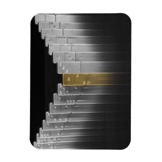 金ゴールドと銀のドミノ マグネット (縦)