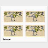 金ゴールドと銀のドラゴンズ記号 長方形シール (シート)