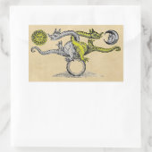 金ゴールドと銀のドラゴンズ記号 長方形シール (バッグ)