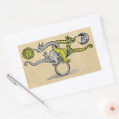 金ゴールドと銀のドラゴンズ記号 長方形シール (封筒)