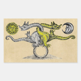 金ゴールドと銀のドラゴンズ記号 長方形シール