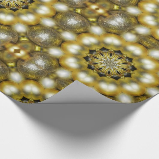 金ゴールドと銀のバウブルクリスマス ラッピングペーパー (角)