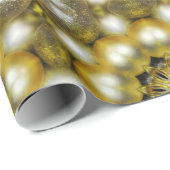 金ゴールドと銀のバウブルクリスマス ラッピングペーパー (ロールコーナー)