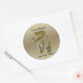 金ゴールドと銀のバレエのスリッパ光金ゴールドバック ラウンドシール (封筒)