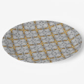金ゴールドと銀のレースメダリオンパターン ペーパープレート (アングル)