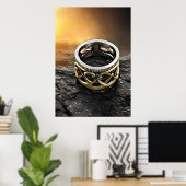 金ゴールドと銀の指輪 | AIアートポスター ポスター (ホームオフィス)