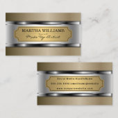 金ゴールドと銀の金属背景 名刺 (正面/裏面)