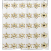 金ゴールドと銀の雪片シャワーカーテン シャワーカーテン (正面)