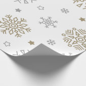 金ゴールドと銀の雪片 ラッピングペーパー (角)