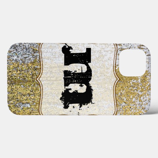 金ゴールドと銀グランジグリッターモノグラムIPADケース Case-Mate iPhoneケース (裏面 (横))