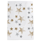 金ゴールドと銀グリッターの星 ミディアムペーパーバッグ (裏面)