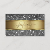 金ゴールドと銀グリッター発光スターイニシャル 名刺 (正面)