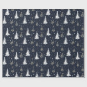 金ゴールドと銀星のクリスマスツリーパターン ラッピングペーパー (フラット)
