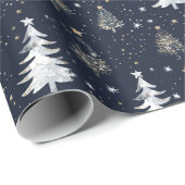 金ゴールドと銀星のクリスマスツリーパターン ラッピングペーパー (ロールコーナー)