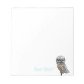 金ゴールドと銀穴掘りフクロウの装飾 ノートパッド (正面)